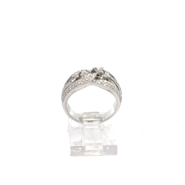 14K Gold Diamond Ring with Interlocking Branches &amp; Floral Accents – 50pt, 6.3g