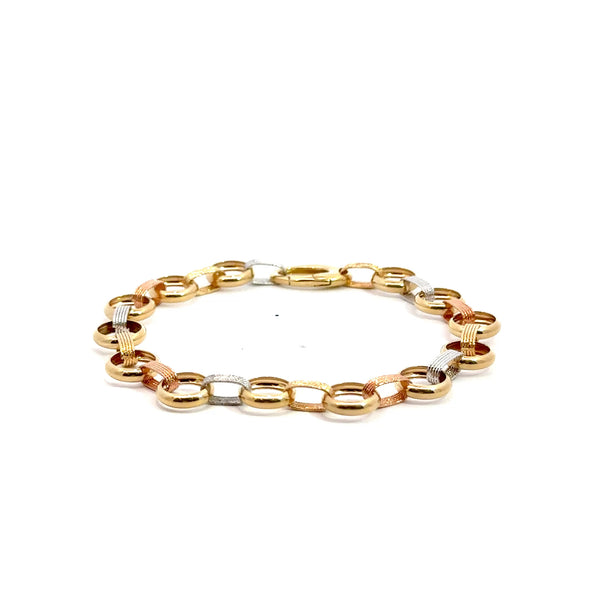 Tri-Color 14K Gold Bracelet – 8" (6.7g)