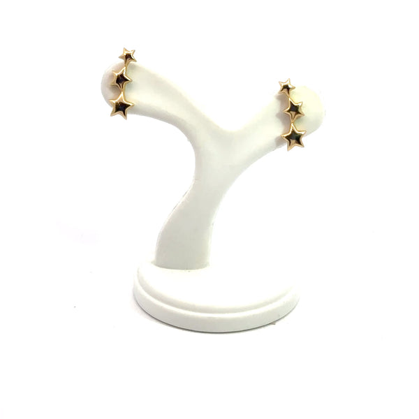 3 Yellow Gold stars Earrings 14kt