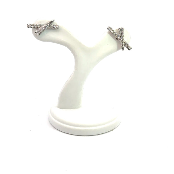 X shaped Diamond Earrings 14kt