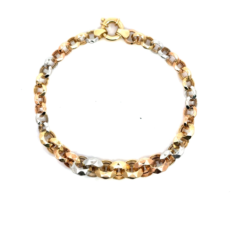Tri-Color 14K Gold Bracelet – 8" (9g)