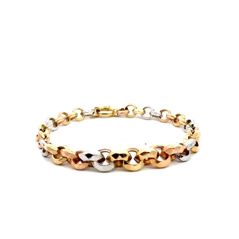 Tri-Color 14K Gold Bracelet – 8" (9g)