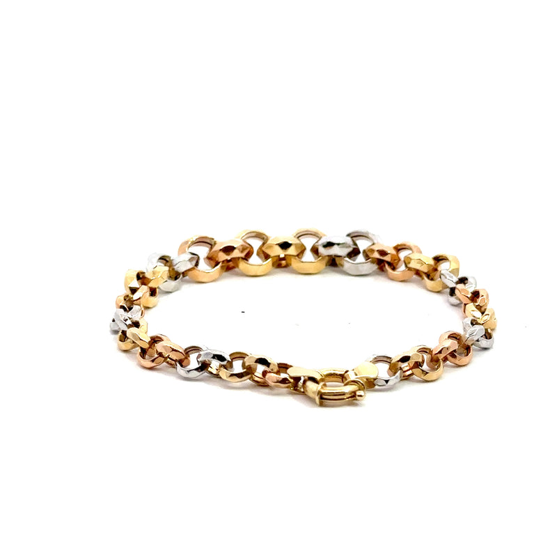 Tri-Color 14K Gold Bracelet – 8" (9g)