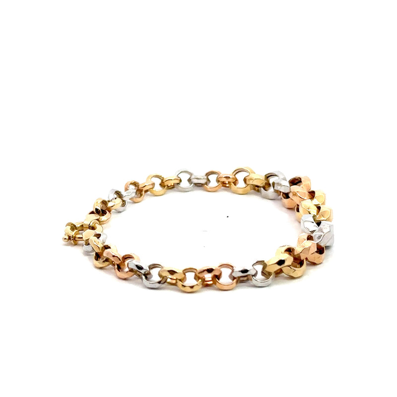 Tri-Color 14K Gold Bracelet – 8" (9g)