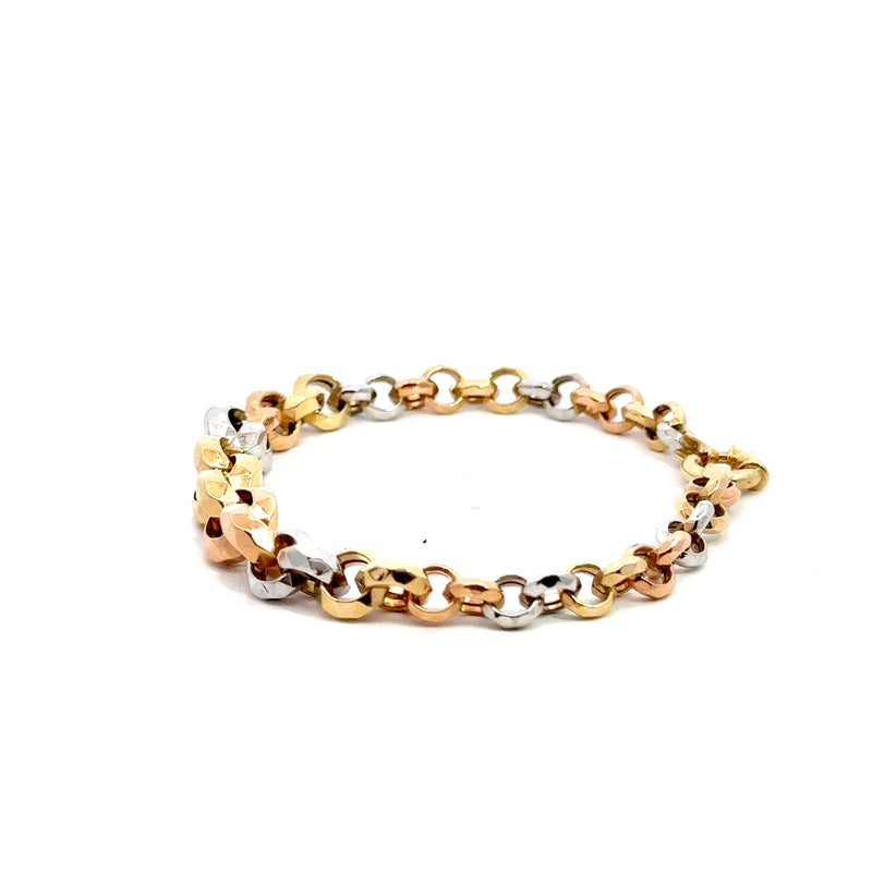 Tri-Color 14K Gold Bracelet – 8" (9g)
