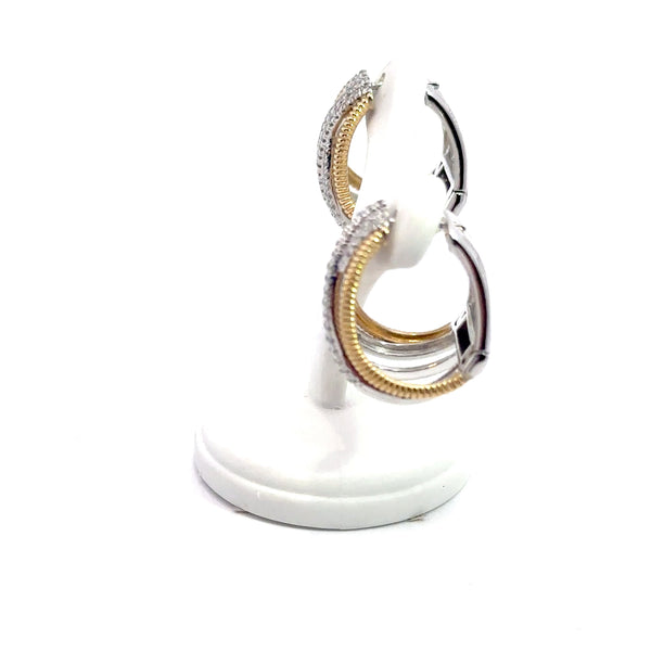 Interlocking Diamond rings with yellow gold earrings