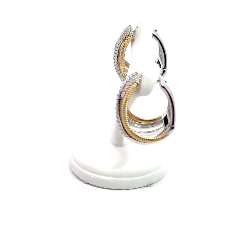 Interlocking Diamond rings with yellow gold earrings