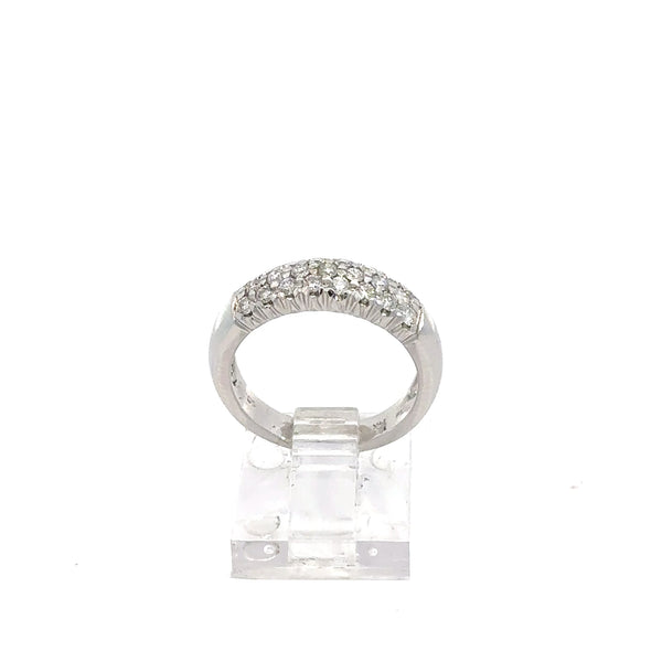 14K Gold Diamond Ring with Two Rows of Square Diamonds – 10pt, 5.8g