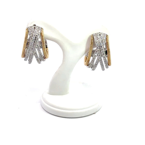 Interlocking Diamond rings with yellow gold earrings