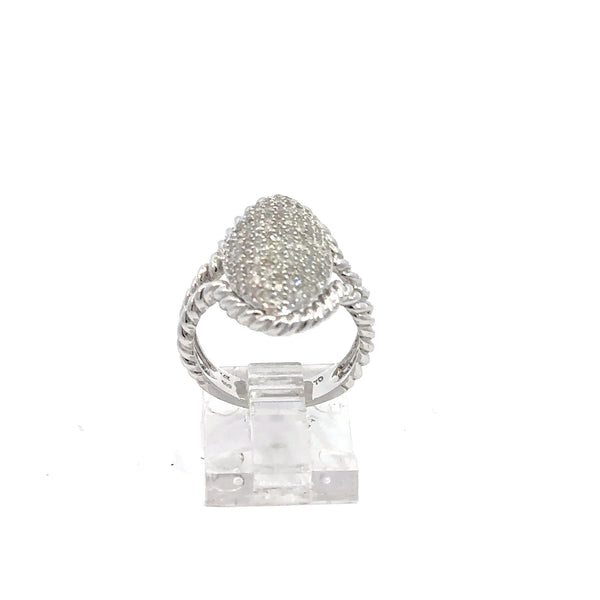 14K Almond-Shaped Diamond Ring – 100pt, 6.5g