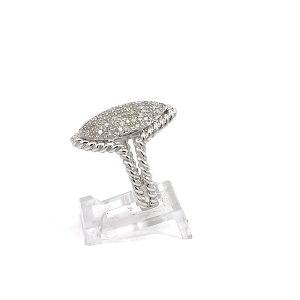 14K Almond-Shaped Diamond Ring – 100pt, 6.5g