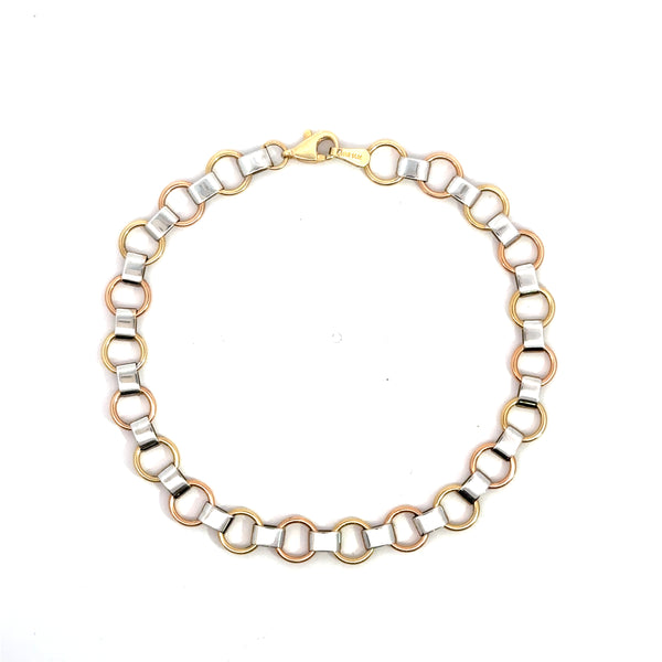 Tri-Color 14K Gold Bracelet – 8" (4.9g)