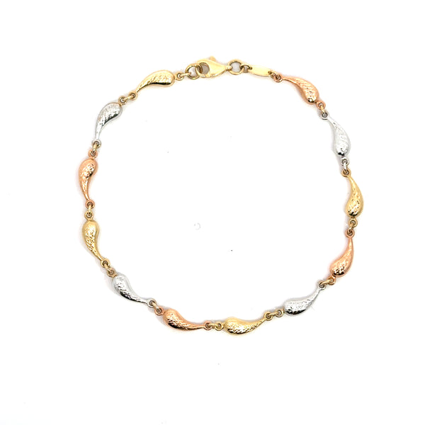 Tri-Color 14K Gold Bracelet – 8" (2.8g)