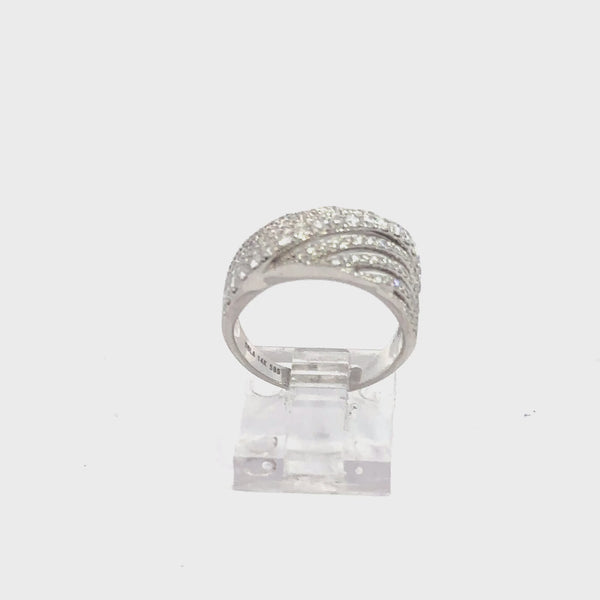 14K Gold Diamond Wave Ring – 15pt, 4.34g