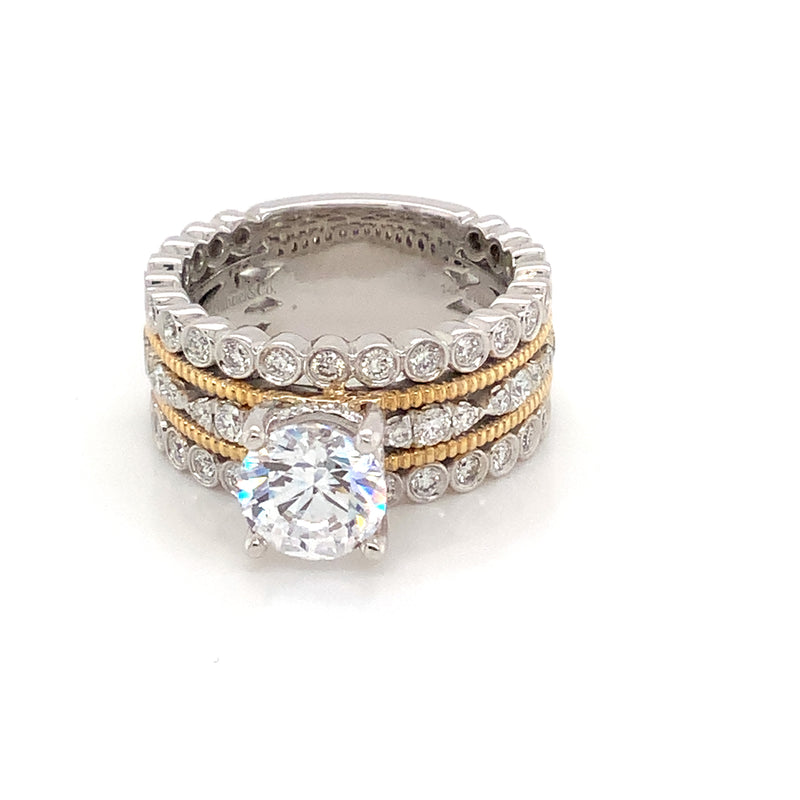 Engagement Ring in White and Yellow Gold