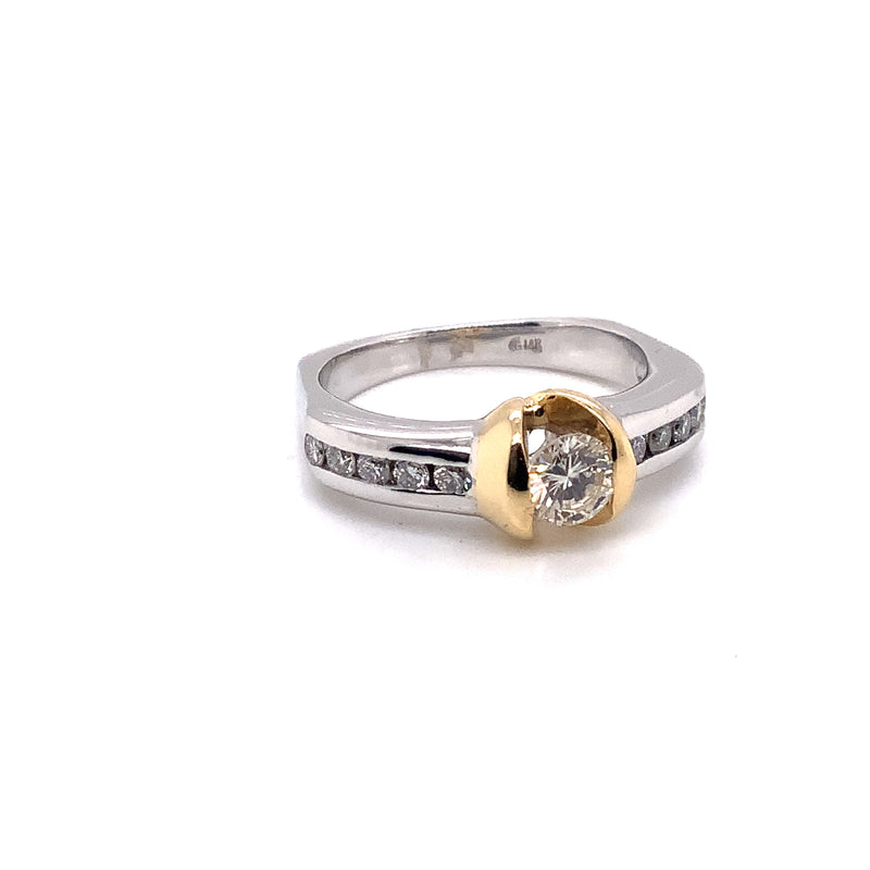 Engagement Ring in White and Yellow Gold